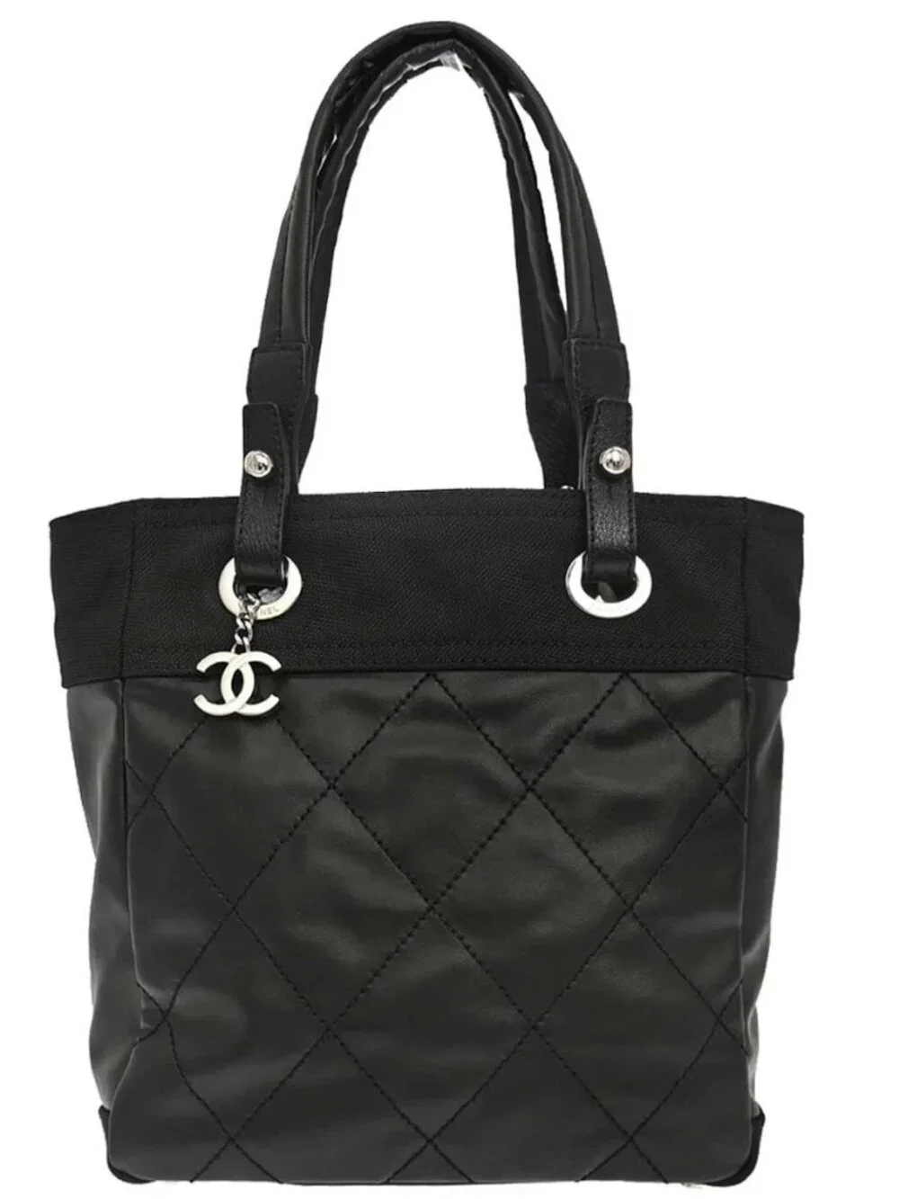 Chanel Black Canvas Paris-Biarritz Tote PM Handbag 197891